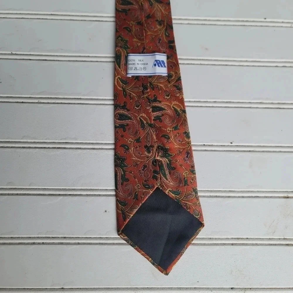 ART Classic Paisley Red Green Yellow JACQUARD WOVEN 100% Silk Men's Tie Necktie